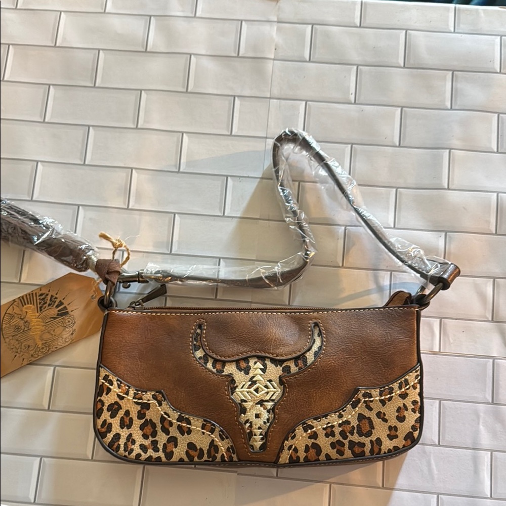 Brown and Leopard Print Women's Bag